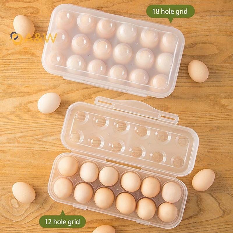 A&w 1 PC 12/18 ตารางกล่องเก็บไข่พร้อมฝาปิดห้องครัวตู้เย็นกล่องไข่ Egg Drop Rack ในครัวเรือนตู้เย็นไข่ถาดใหม่