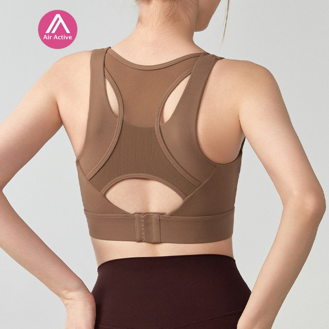 Airactive Leisure Yoga Sports Bra Fixed Pads Back Buckle Mesh-stitching High Support - รูปที่ 2