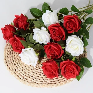 COZII กุหลาบกํามะหยี่จําลอง, กุหลาบ, งานแต่งงานที่บ้าน, ตกแต่งดอกกุหลาบวันวาเลนไทน์, ดอกไม้ผ้าไหม