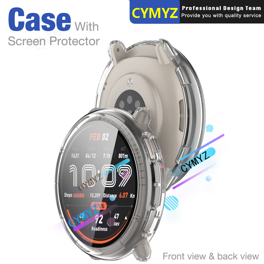 สําหรับเคส Amazfit Active 2 เคสป้องกันสําหรับเคส Amazfit Active2 360° ฟิล์มกันรอยหน้าจอรอบด้านสําหรั