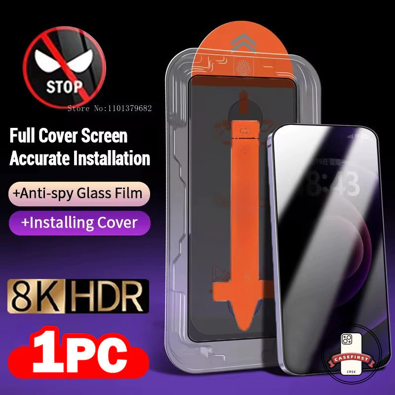 สำหรับ IPhone 13 11 16 15 12 14 Pro Max XR X XS Max 15 7 8 16 Plus Anti-spy ป้องกันหน้าจอพร้อมติดตั้งฝาครอบ