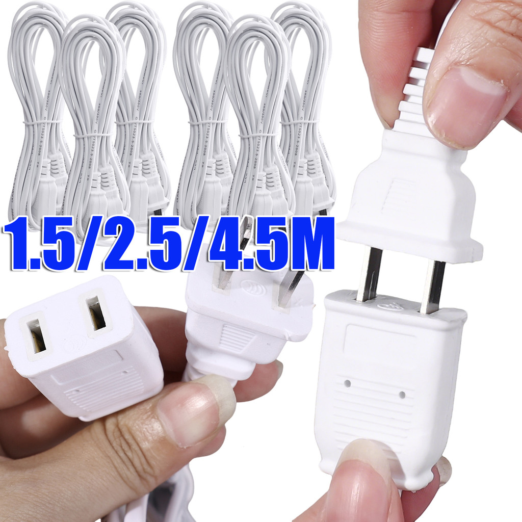 สายไฟขยาย 1.5M/2.5M/4.5M - 250V 6A US Plugs Extension Cable - ขั้วต่อสายไฟ 2-PIN - สายไฟอะแดปเตอร์แจ็คสีขาว