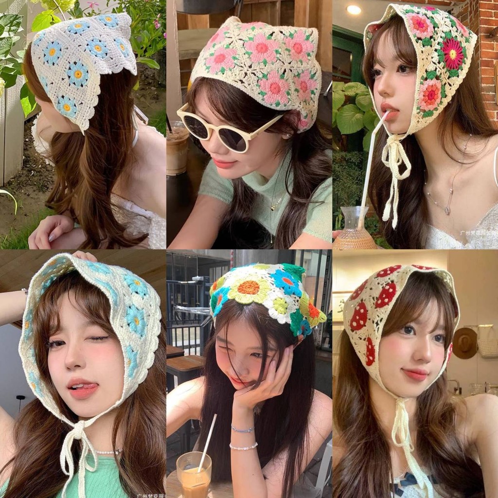 Aurora🛒พร้อมส่ง🚚 (รูปถ่ายจากงานจริง) ผ้าโพกผมถักไหมพรม สไตล์เกาหลี แฟชั่นสําหรับผู้หญิง ลายน่ารัก