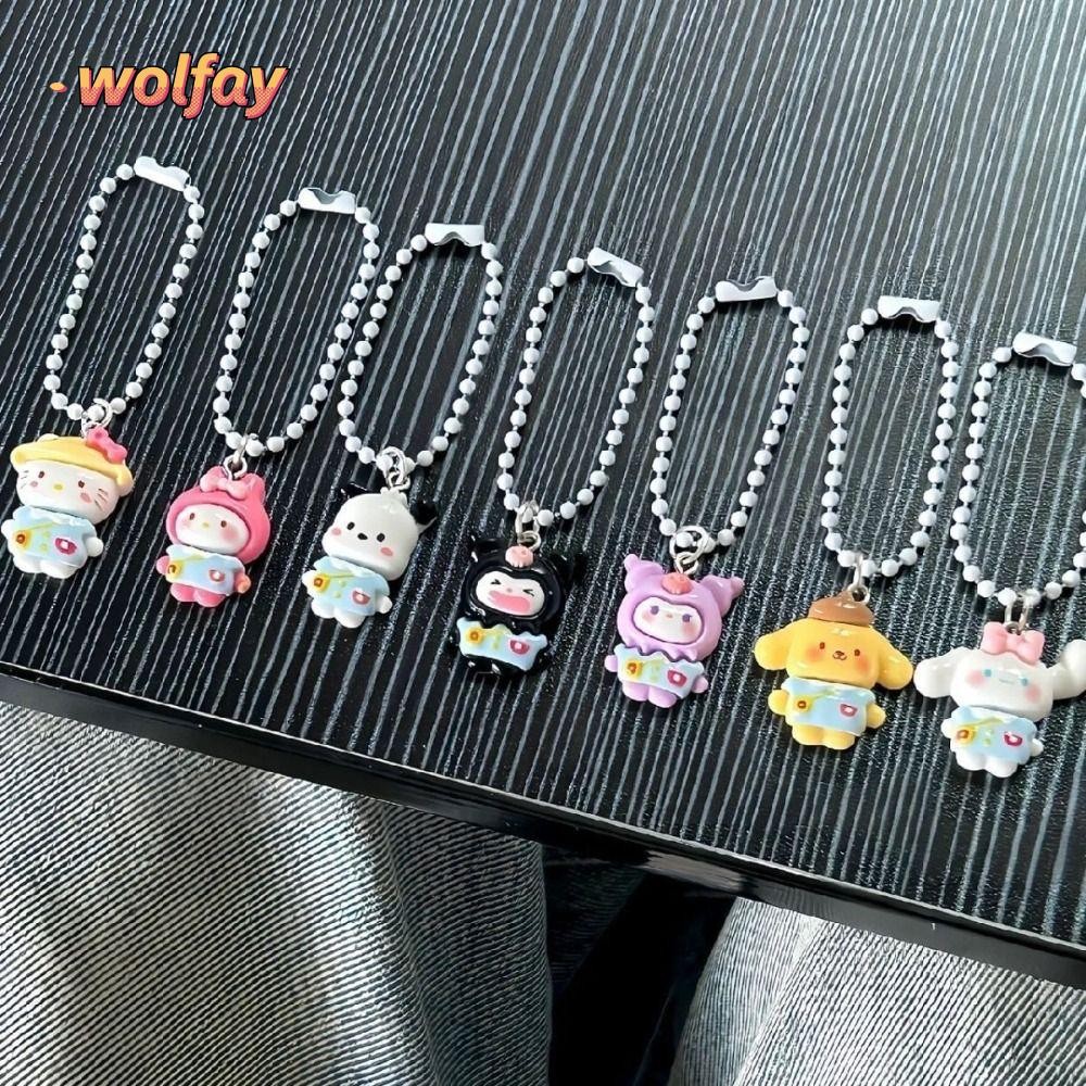 พวงกุญแจ WOLFAY Kuromi Melody, เครื่องประดับแขวนเรซิน จี้ Sanrio Hello Kitty, การ์ตูนอะนิเมะตลกกระเป๋าจี้อุปกรณ์เสริมกระเป๋า