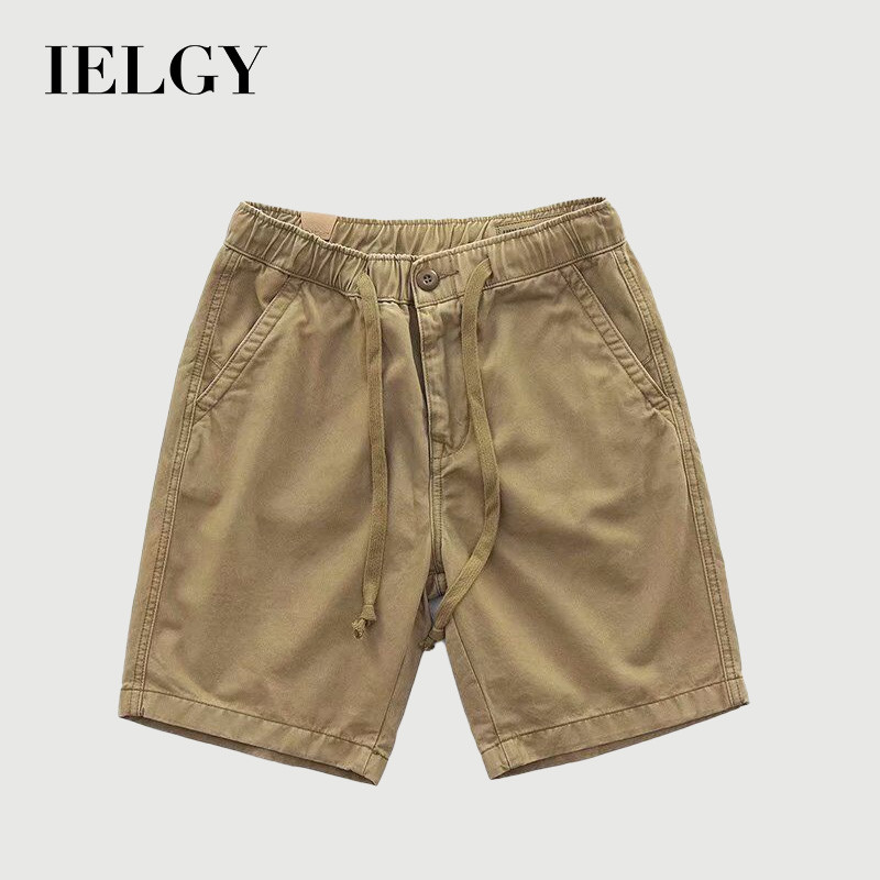 IELGY กางเกงขาสั้นผู้ชายสไตล์เกาหลีอินเทรนด์เครื่องมือหลวมบางกีฬาลําลอง
