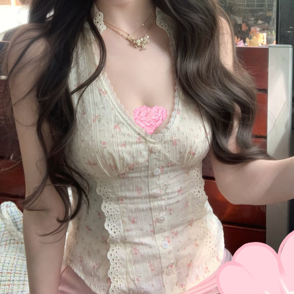 ชุดเสื้อคลุมลูกไม้สำหรับสาวหวาน ลาย ลูกไม้ 1970] คอลเลกชันเซ็กซี่เข้ารูป แขนกุด สั้น ฝรั่งเศส ฤ [เสื้อกล้าม GBN6]