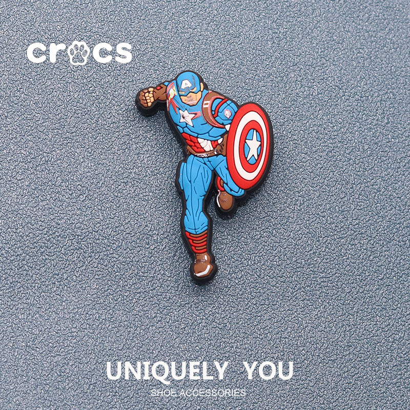 Crocs JIbbitz กัปตันอเมริกา JIbbitz Pizza Planet รองเท้าหัวเข็มขัด charm Crocs การ์ตูนโบว์อุปกรณ์เสริมรองเท้า