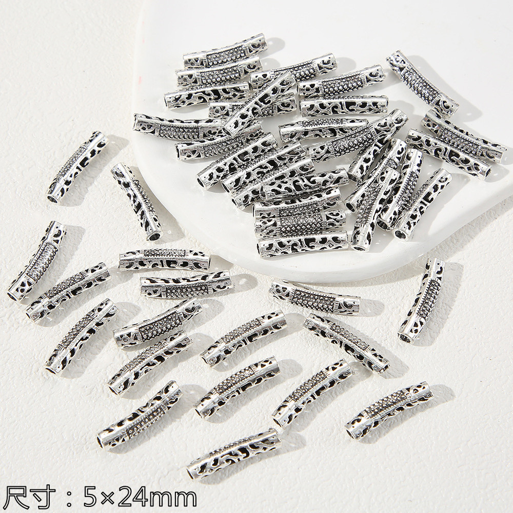 [JIN] Retro ทิเบตเงินใหม่สไตล์จีน,โลหะผสม Spacer ลูกปัดข้อศอก,ทําด้วยมือ diy วัสดุเครื่องประดับอุปกรณ์เสริม - รูปที่ 3