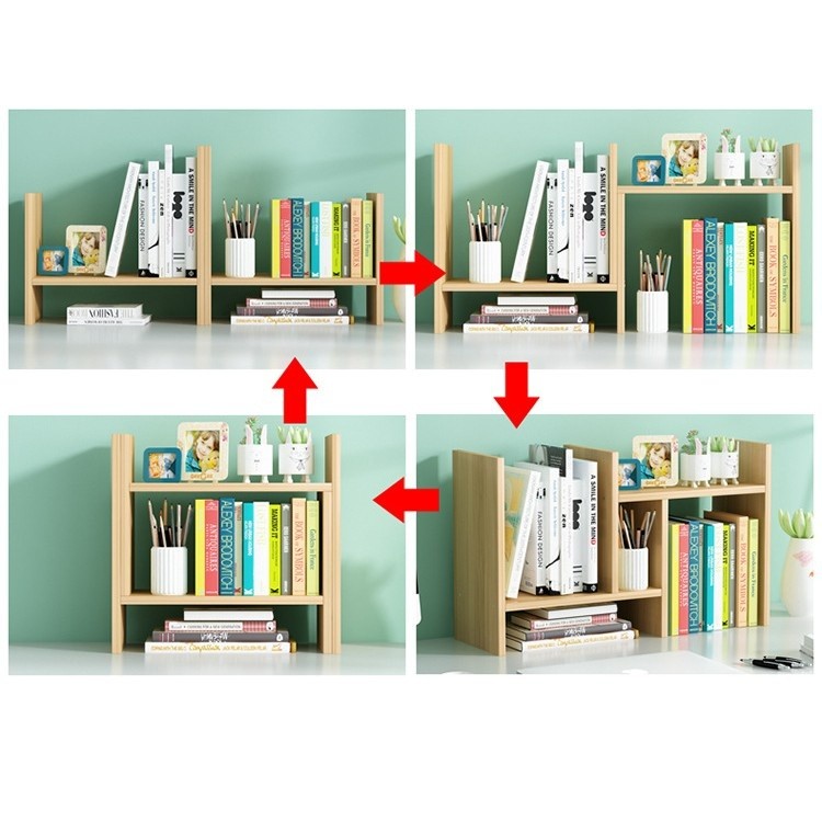 BA 3 สีให้เลือก ชั้นวางหนังสือ 72cm ชั้นวางของบนโต๊ะ ชั้นหนังสือ ตกแต่งโต๊ะทํางาน ปรับเปลี่ยนรูปทรงได้ สีขาวสไตล์มินิมอ - รูปที่ 7