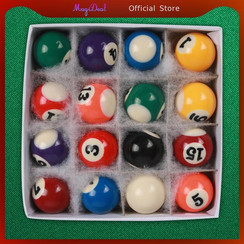 Magideal 16x Mini Billiard Pool Balls 25mm Complete Set Pool Table Balls for Indoor