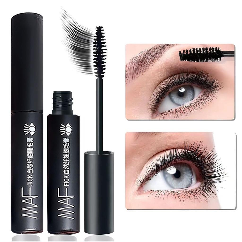 Natural Fibrous eye black Fine Brush Head Lasting, Stain free, ยาว, หนา, หยิก, กันน้ํา, กันเหงื่อ