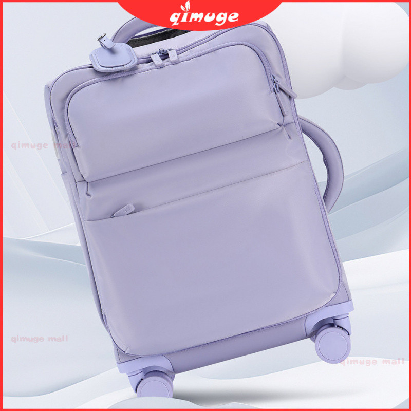 ชุดกระเป๋าเดินทางน้ำหนักเบาพิเศษ สีสดที่เข้ากัน ผิวด้านโปร่งใส ปกป้องหนา ผ้าใยไนลอนละเอียด กระเป๋าเดินทางที่เบาเป็นพิเศษ baggage luggage