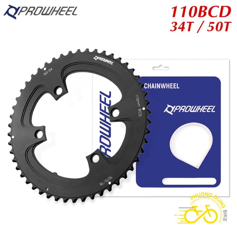PROWHEEL 110BCD 34T / 50T จานจักรยานอะลูมิเนียม (4 SCREW TYPE)