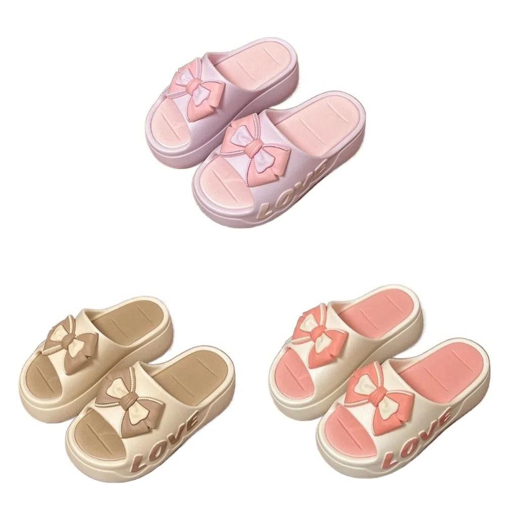 Kodice Flats สไลด์รองเท้าแตะ, Anti Slip หนา Soled Flip Flops รองเท้าแตะ,นุ่ม Bowknot Candy สี Beachwear รองเท้าแพลตฟอร์มรองเท้าแตะผู้หญิงหญิง