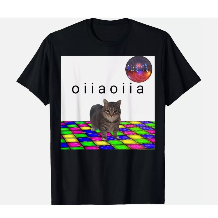 OIIA OIIA Spinning Cat Meme Funny disco Cat Lovers Art T-Shirt เสื้อยืดแฟชั่นS-5XL