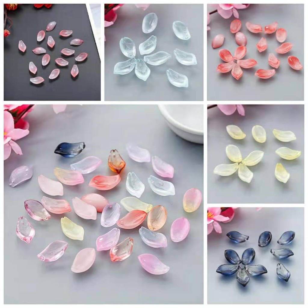 10 ชิ้น 11x20 มม. กลีบดอกบัวหิมะเทียนซาน วัสดุแก้ว DIY ทำมือ สไตล์โบราณ วัสดุทำเครื่องประดับผม