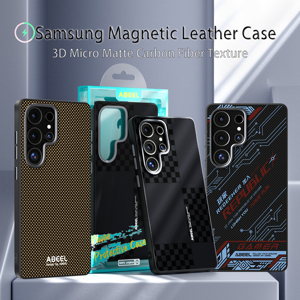 Samsung S25 Ultra S24 Ultra S24FE คาร์บอนไฟเบอร์เนื้อ Hard Frosted MagFit หนัง Galaxy S24 S25 กันกระแทกป้องกันลายนิ้วมือฝาครอบโทรศัพท์