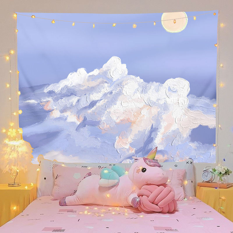 ผ้าแขวน Agirl สไตล์ INS ลายหัวใจน่ารัก ภาพวาดสีน้ำมัน วอลล์เปเปอร์ ผ้าพื้นหลัง ตกแต่งห้องพักหอพัก ห้องนอน ฉากหลังขายส่ง - รูปที่ 6