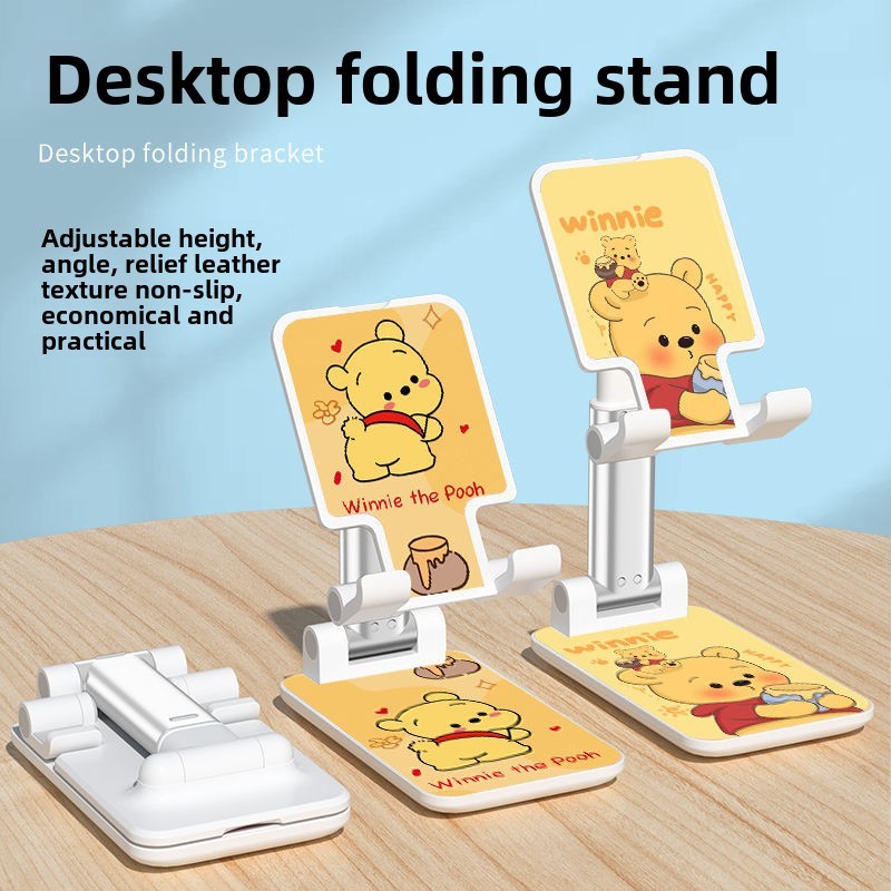 ขาตั้งโทรศัพท์ตั้งโต๊ะแบบปรับได้เหมาะสําหรับโทรศัพท์มือถือและแท็บเล็ตพับได้แข็งแรงทนทานน่ารักหมีพูห์กราฟฟิตี