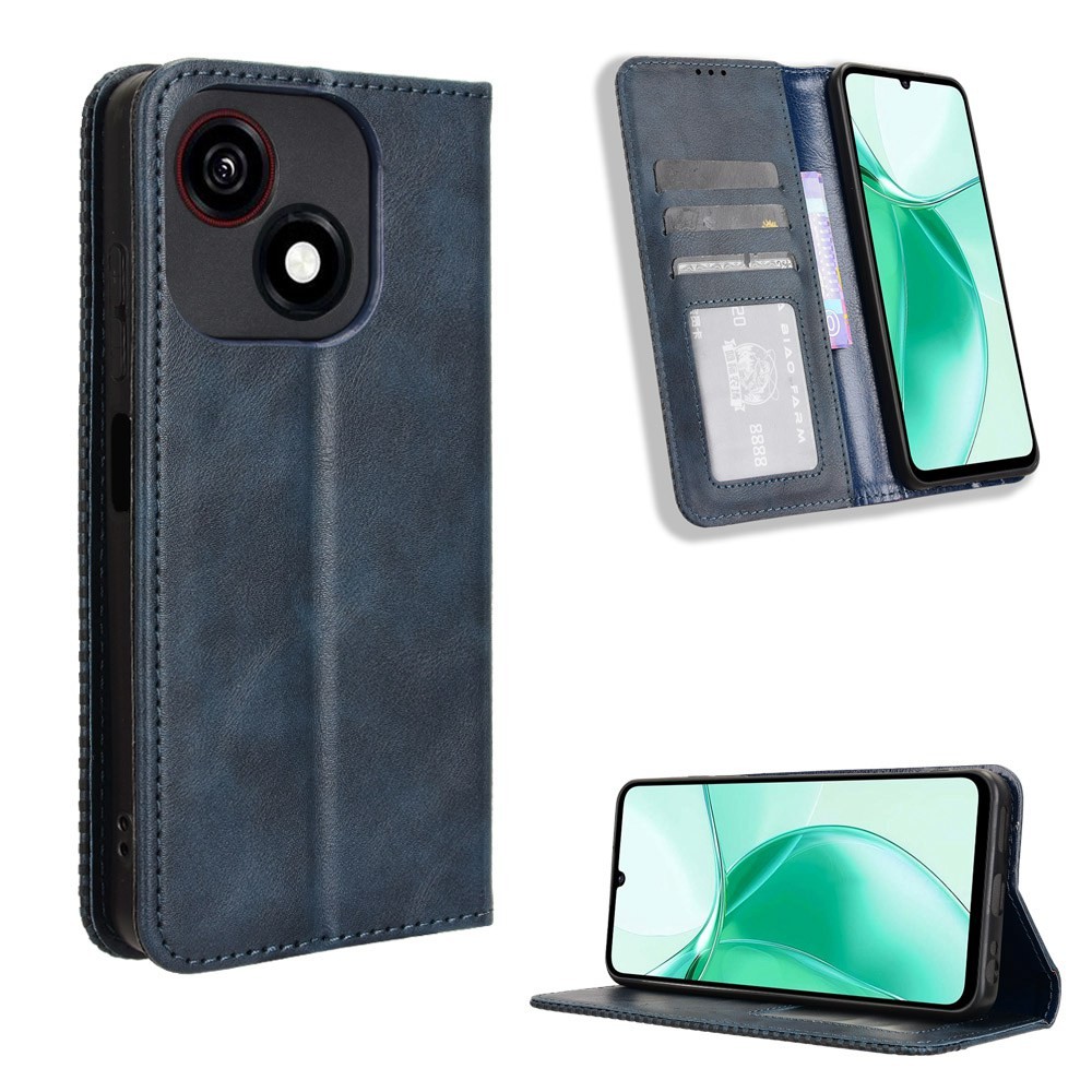ปลอก ZTE Blade A35e Z2466 Vintage Flip Cover Magnetic Business Wallet Case PU Leather Cases Card Hol