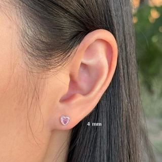 Stud Heart cz pink | ต่างหูหัวใจ พลอย สีชมพู | พร้อมแป้น ต่างหูเงินแท้ 92.5% งานช่างไทย
