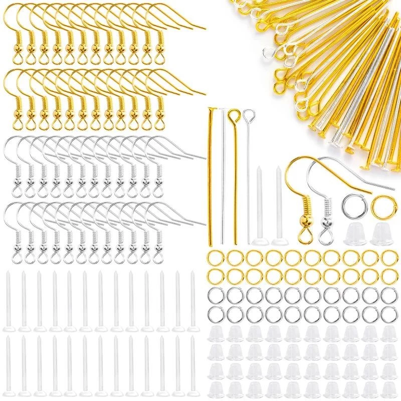 1200 ชิ้น Hypoallergenic ต่างหูตะขอชุด Eye Pins หัว Pins ห่วงกระโดดสําหรับต่างหูทํา DIY ผลการค้นหาเครื่องประดับอุปกรณ์