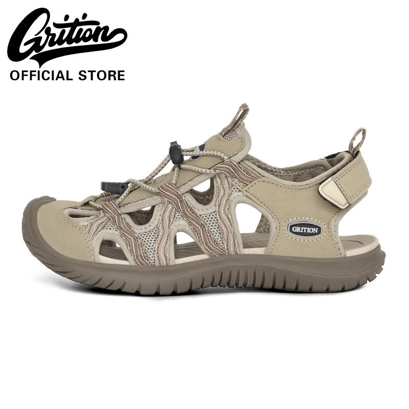 GRITION  รองเท้าแตะผู้หญิงสีกากีการออกแบบแฟชั่นรองเท้าแตะสตรีรองเท้าเดินป่าที่ทน
