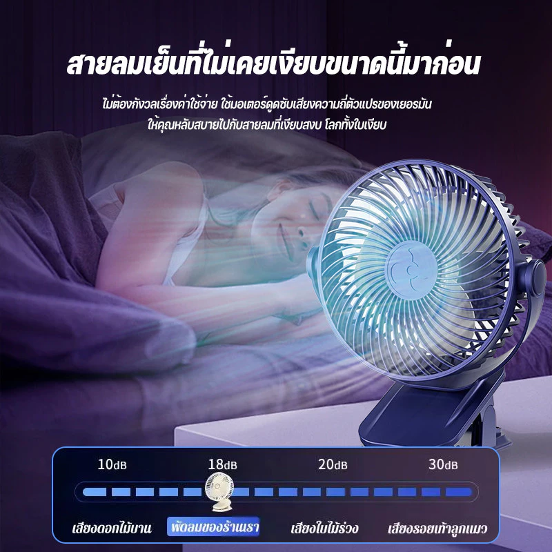 พัดลมไร้สาย 8 นิ้ว พัดลมพกพาแบบหนีบ ตั้งโต๊ะ ติดผนัง thumbnail 10
