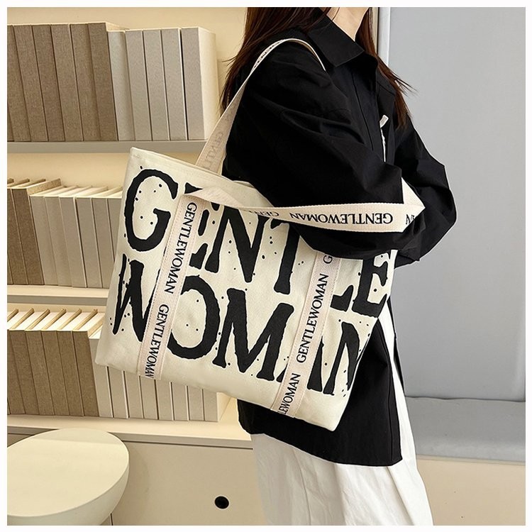 กระเป๋าผ้าใบขนาดใหญ่ความจุผ้าใบ Tote กระเป๋าถือผู้หญิง Casual All-Match กระเป๋าสะพาย - รูปที่ 7