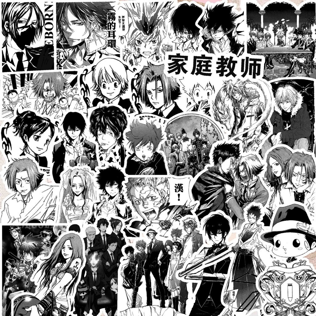 70Pcs/Set HITMAN REBORN! . Classical Black & White Series 01 Stickers Fashion DIY Decals Doodle Stickers