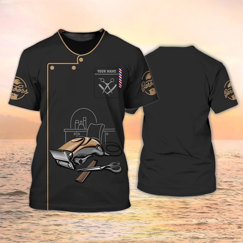 ใหม่ล่าสุดฤดูร้อนผู้ชายเสื้อยืดร้านตัดผมส่วนบุคคลชื่อ 3D พิมพ์ t เสื้อ Unisex Casual Tops คลาสสิกตัดผมชุด DW160