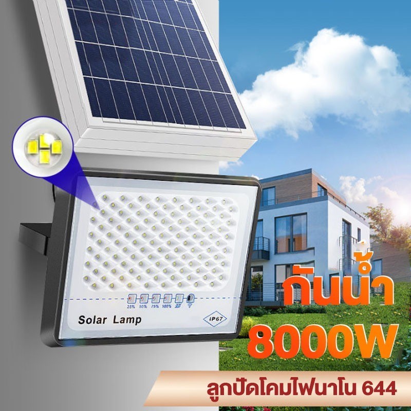 YTL รับประกัน10ปี ไฟโซล่าเซลล์ 15000W solar light outdoor แสงสีขาว ตั้งเวลาด้วยรีโมท IP67กันน้ำ กันฟ