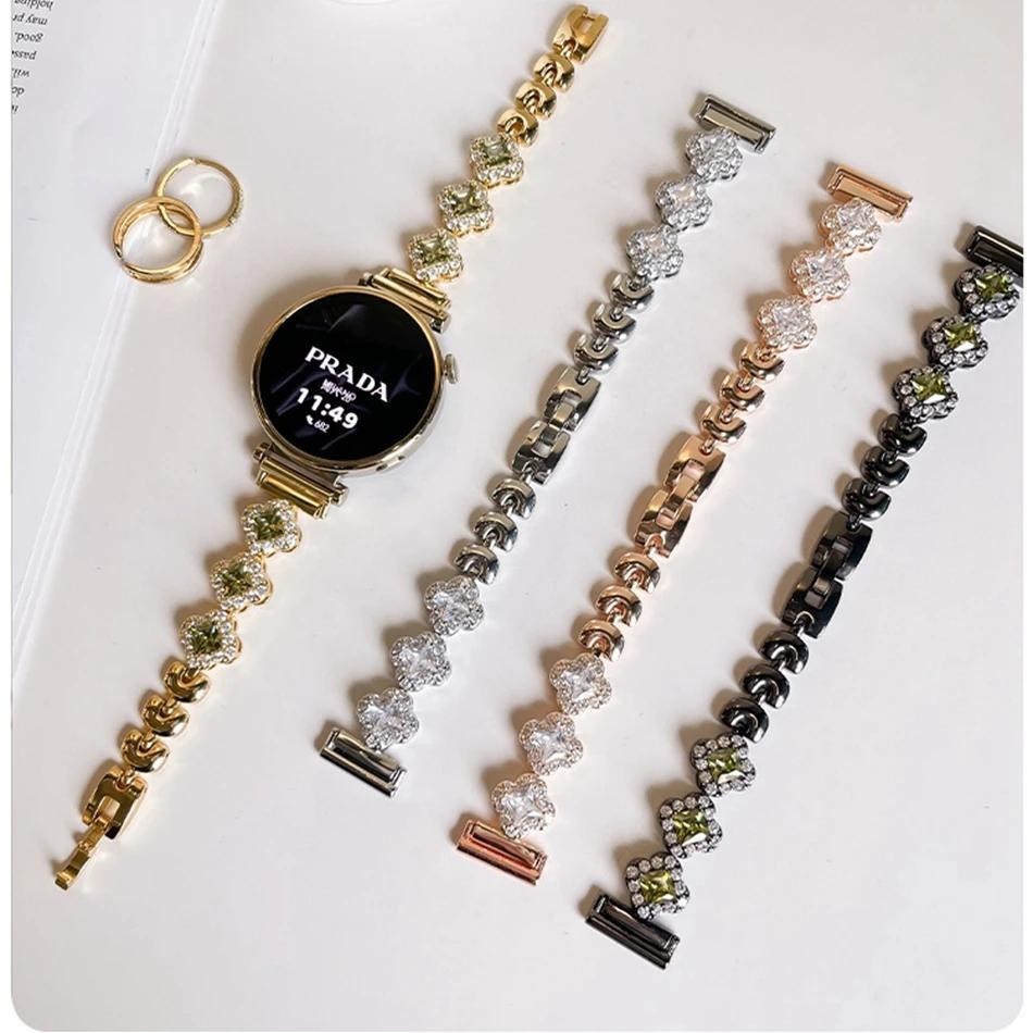 สายนาฬิกาข้อมือ ประดับเพทาย หรูหรา สําหรับ Samsung Galaxy Watch 6 5 Pro 4 Classic 44 40 46 มม. 20 22 มม. Huawei Watch GT 4 3 Garmin - รูปที่ 4