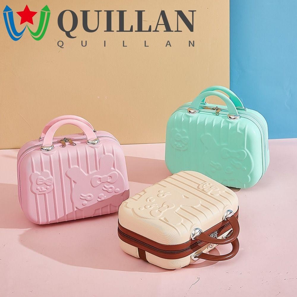 Quillan กระเป๋าเดินทาง แบบพกพา การ์ตูนกระต่าย กระเป๋าเดินทาง ขนาดเล็ก กันน้ํา มินิ ABS ความจุขนาดใหญ่ กล่องแต่งหน้า ขนาดเล็ก เด็ก