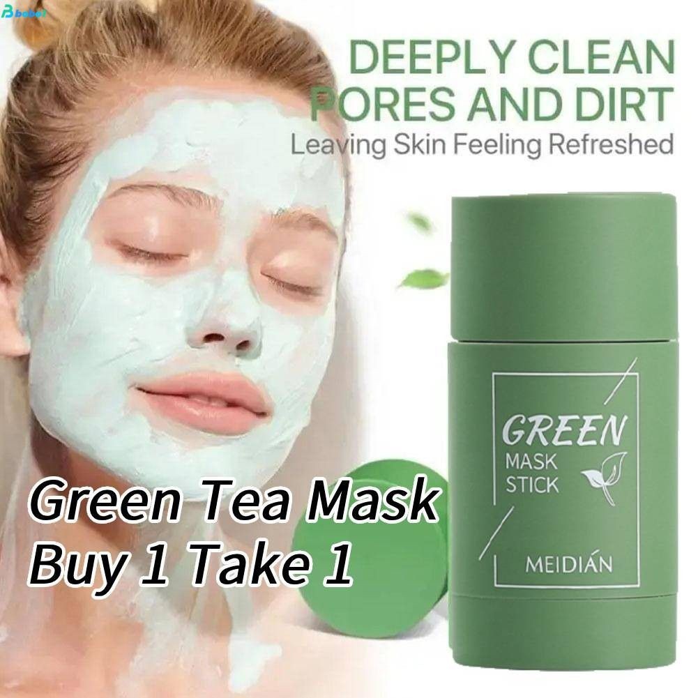 ซื้อ 1 แถม 1 Meidian Cleansing Green Tea Mask Stick Smooth Texture Oil Control Solid Mask ใช้งานง่าย bobo1