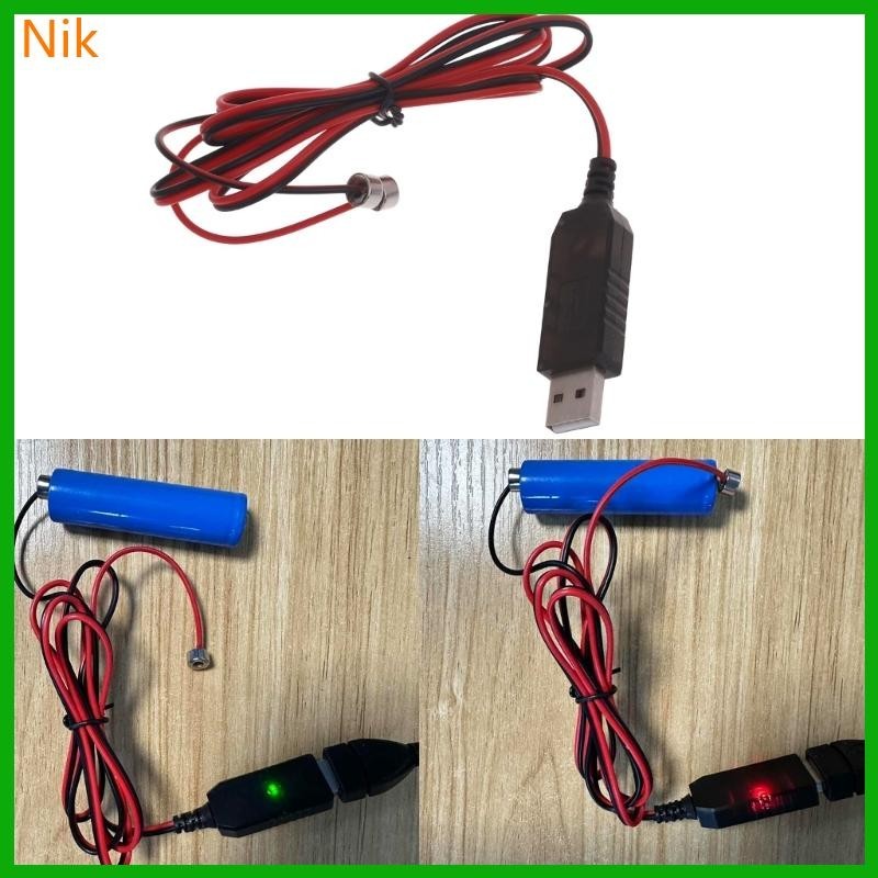 Nik อะแดปเตอร์สายชาร์จ USB แม่เหล็ก สําหรับแบตเตอรี่ 3 7V 14500 16340 26650
