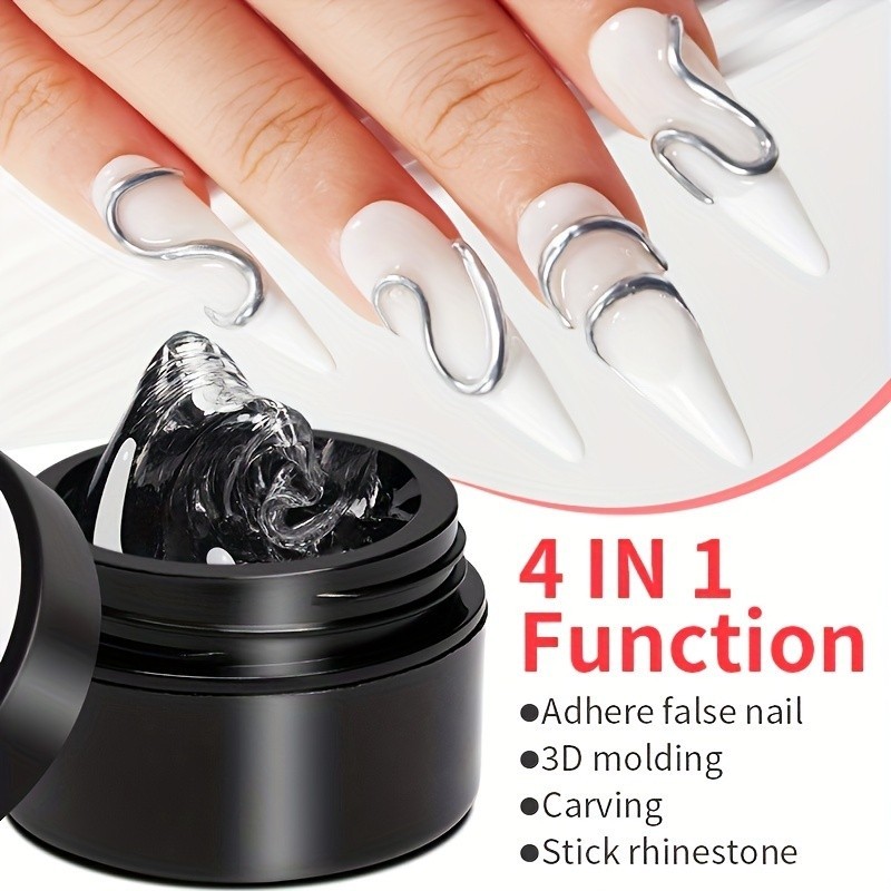 เจลทาเล็บเจล UV LED 5G 0.17 ออนซ์ 4 IN 1 แบบใส ไม่เหนียวติด สําหรับตกแต่งเล็บเจล 3D