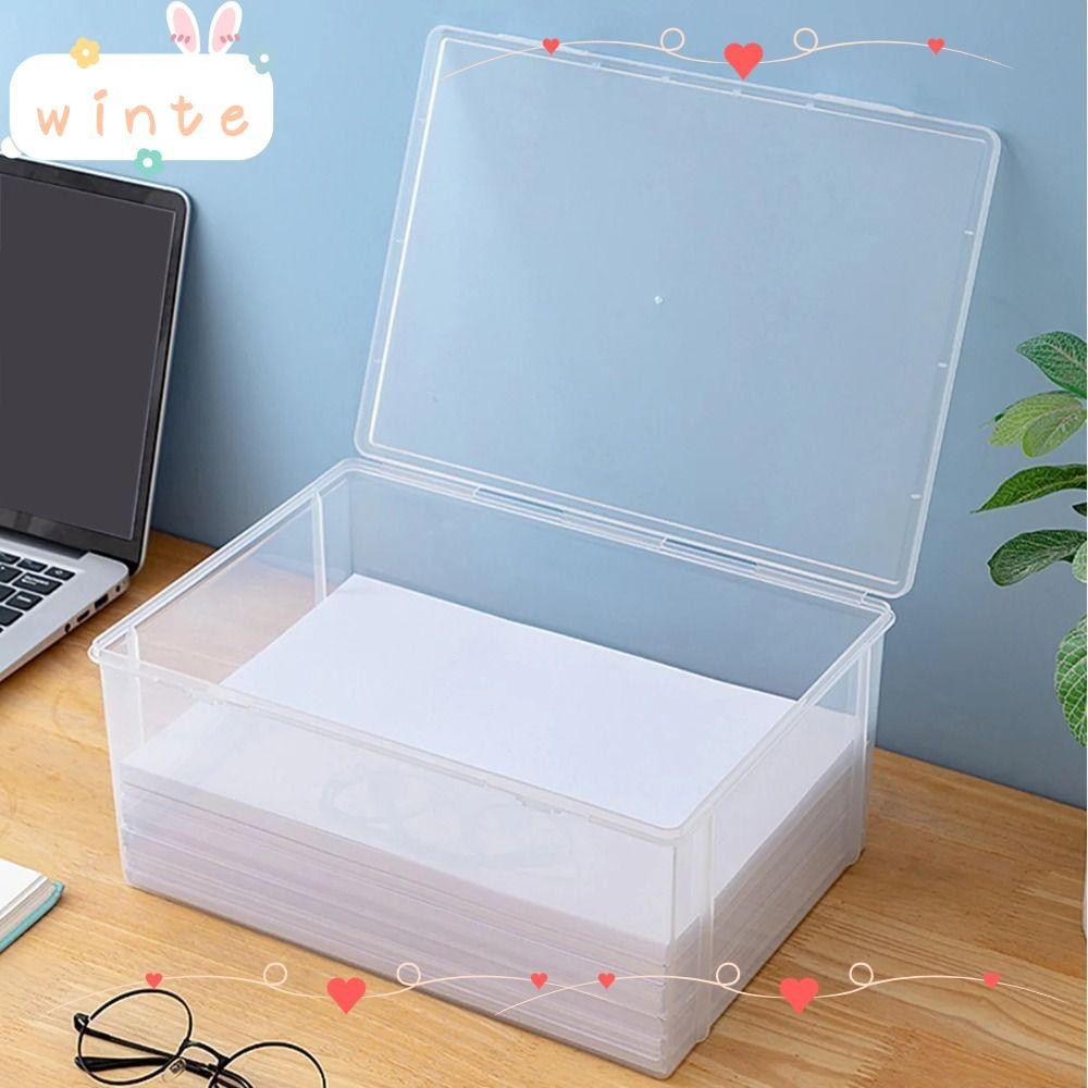 Winte กล่องพลาสติกใส ขนาด A4 กันฝุ่น สําหรับใส่จัดเก็บเอกสาร ใช้ในบ้าน สํานักงาน