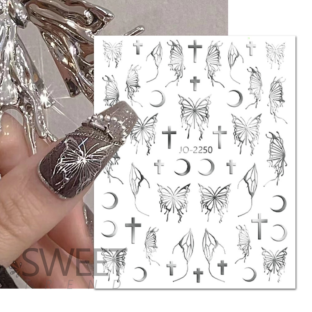 Hot Sale#Elegant Butterfly Nail Sticker Little Red Book Hot Aurora Laser Hot Gold and Silver Big Butterfly Nail Sticker4qw