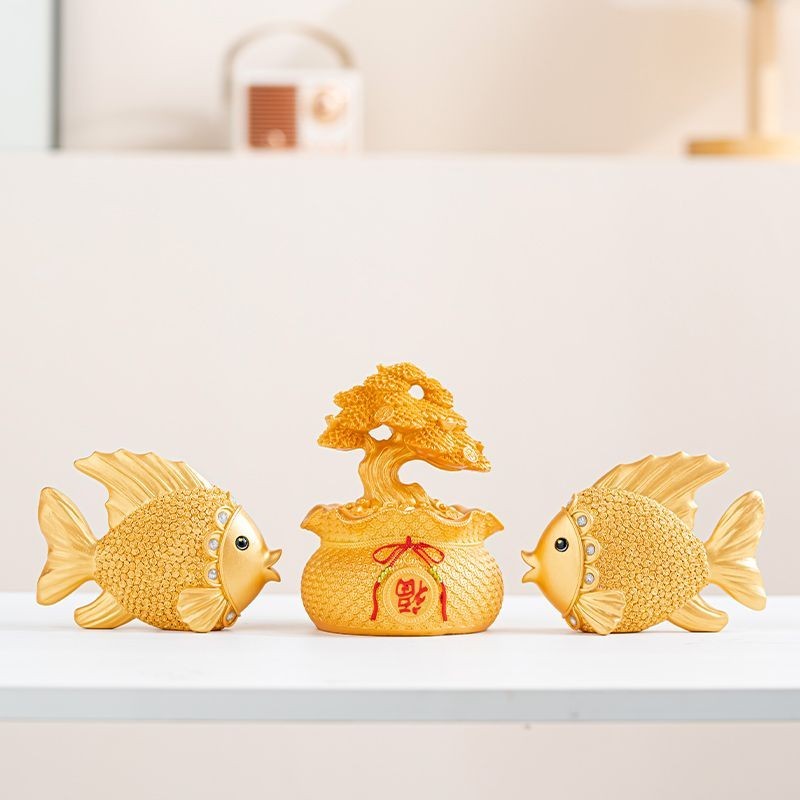 Housewarming New Home Gift Year-Old Fish Light Luxury Lucky Decoration Creative Home Living Room Wine Cabinet TV Cabinet Decoration Features