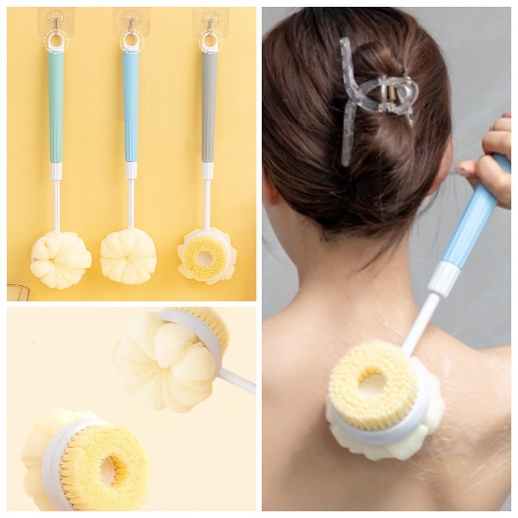 💖 แปรงอาบน้ำ 2 in 1 แปรงขัดขี้ไคล แปรงขัดผิว ถูตัว ขัดหลัง ผลัดเซลล์ผิว ทำความสะอาด 💖