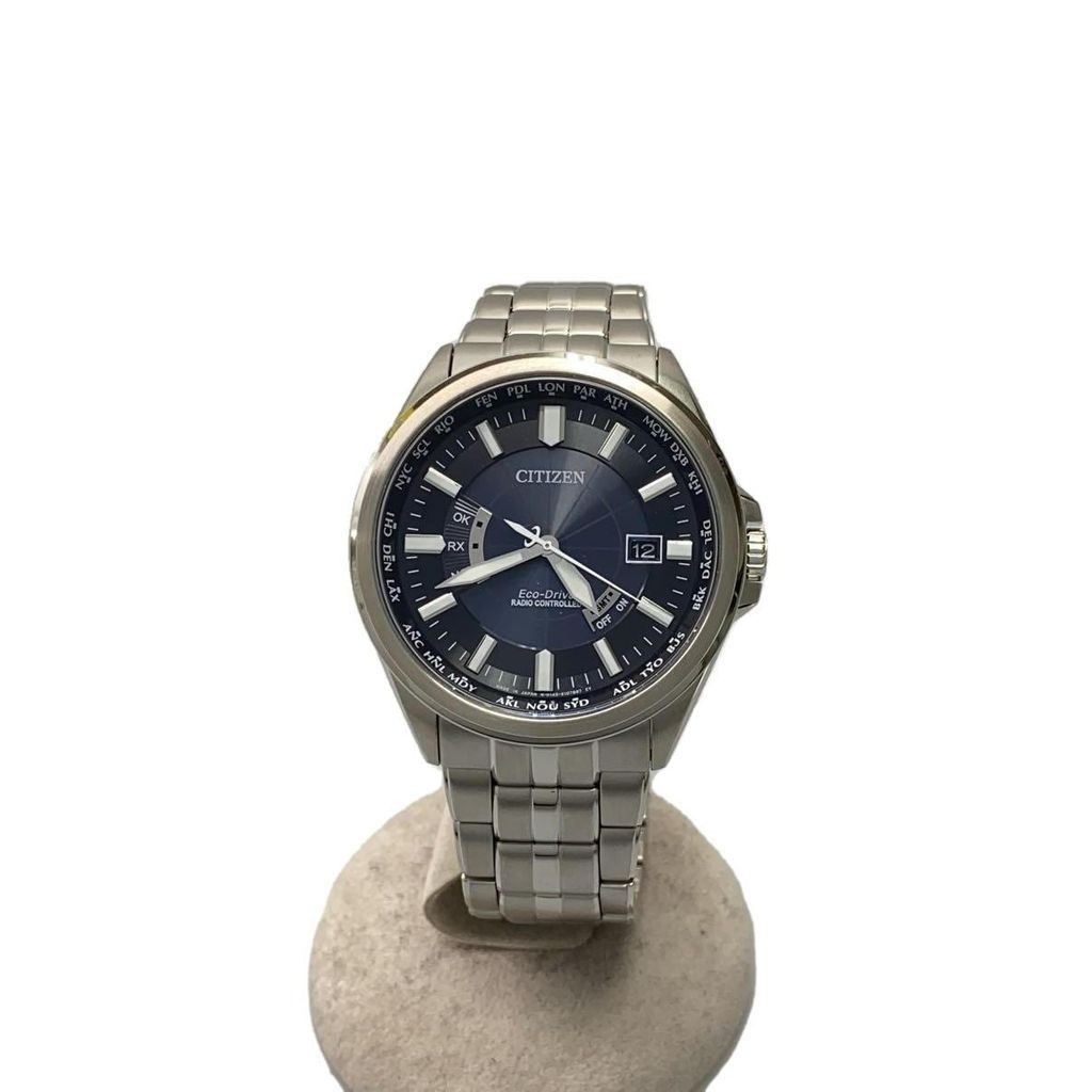 CITIZEN Wrist Watch Eco-Drive Silver Navy Men's Solar Analog Direct from Japan Secondhand
