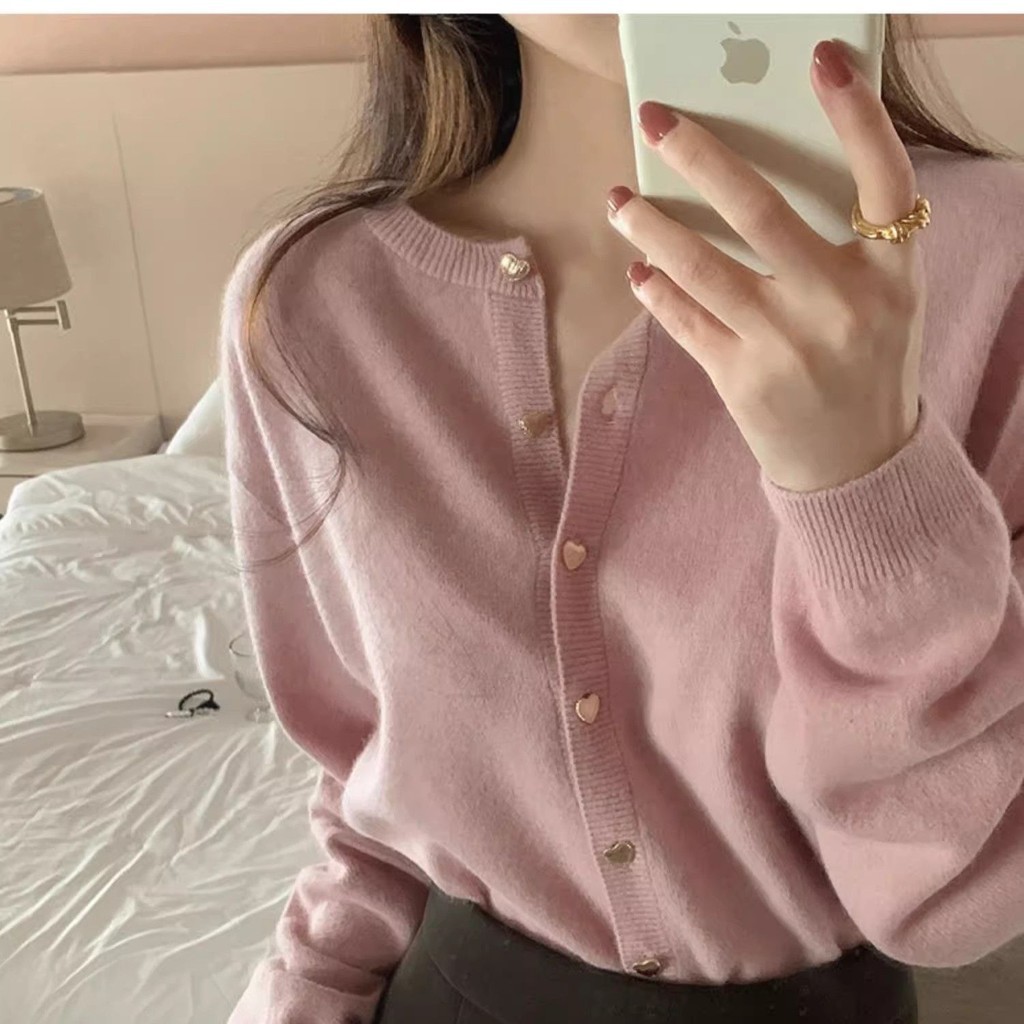เสื้อคาร์ดิแกนกันหนาว แขนยาว ผ้าถัก แฟชั่นฤดูหนาว สําหรับผู้หญิง