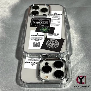 สำหรับ iPhone 13 12 14 11 15 Pro Max XR X 14 15 7 8 Plus XSMAS SE เคสโทรศัพท์ใสกรอบโลหะ โลโก้ดาวเทียม แบรนด์