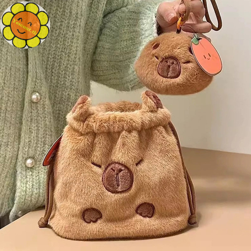 Yescont Capybara Plush กระเป ๋ านักเรียนดินสอกระเป ๋ าเครื ่ องเขียนน ่ ารักหูฟัง Capybara น ่ ารักกระเป ๋ าถือสําหรับ Party Decor อุปกรณ ์ TH