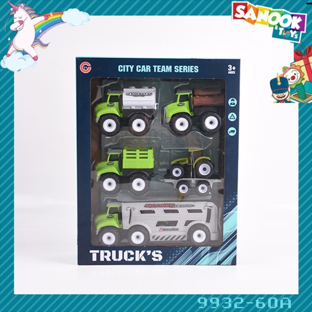 GlobalHouse TOYS ของเล่นชุดรถบรรทุกขนรถเกษตร บรรจุ4คัน สีเขียว#9932-60A(29x9x37.5ซม.)
 สินค้าของแท้ค