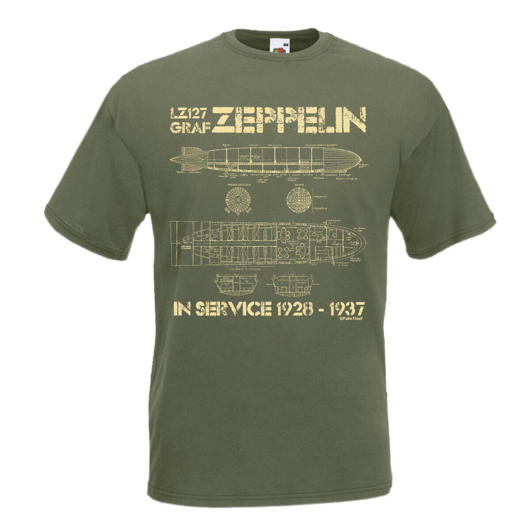 Lz127 Graff Zeppelin เสื้อยืดผู้ชายเครื่องบิน 1928-1937 Blueprints วันเกิด