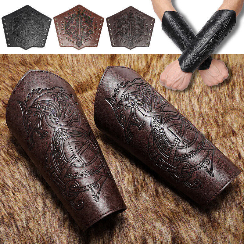 อัศวินยุคกลางสายรัดข ้ อมือ Lace Up Bracers ฮาโลวีนคอสเพลย ์ Prop หนัง PU