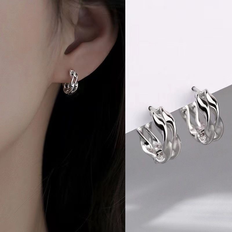 ต่างหูเงินแท้ 925 หญิงสไตล์ใหม่อินเทรนด์ต่างหูคู่ ซอก ออกแบบ ต่างหูชาย