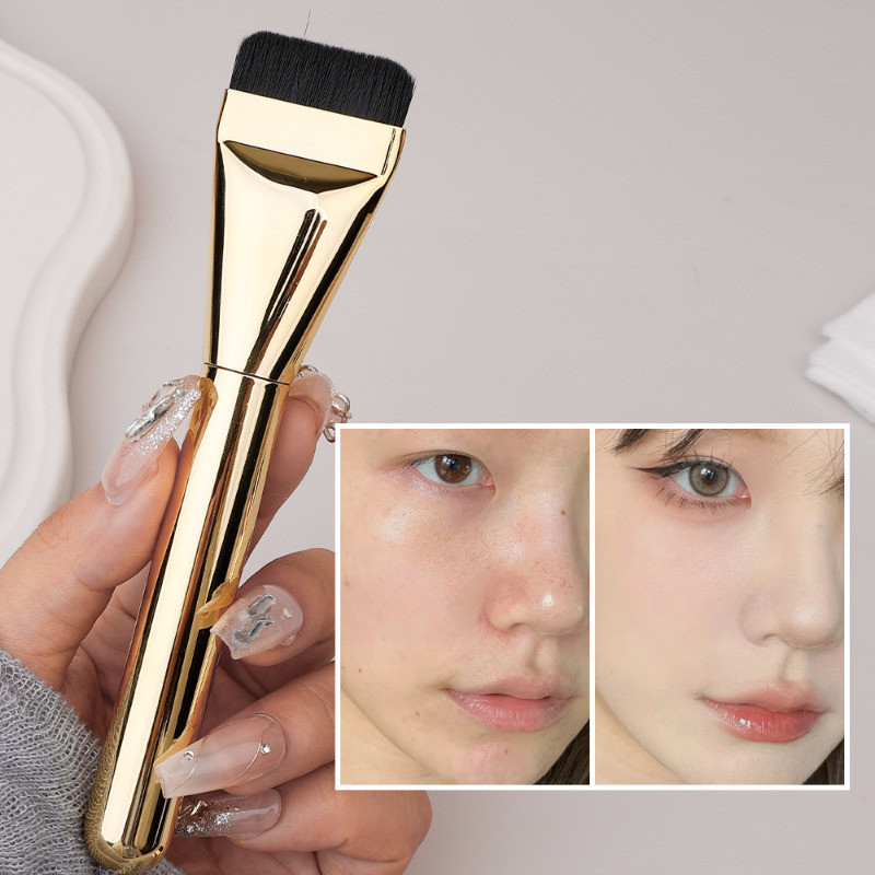 แปรงรองพื้นแบบบางพิเศษ-แปรงไฟเบอร์ด้ามยาว-มาส์กหน้าปลายคู่ ผู้สมัคร - แปรงคอนทัวร์หน้า - แปรงแต่งหน้าครีมรองพื้น - แปรงแต่งหน้าหัวแบน - รูปที่ 5